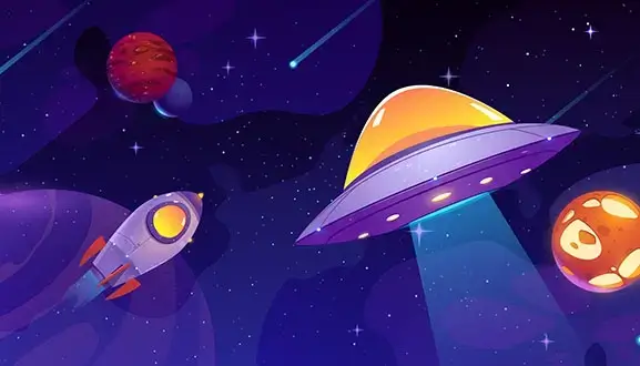 grafika-statek-kosmiczny-rakieta-planety-w-tle