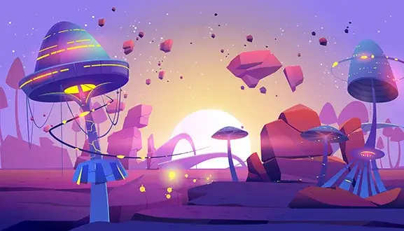 psychedelic cosmic illustration representing set and setting