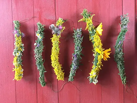 Natural herbal incense bundles made from Polish meadow herbs